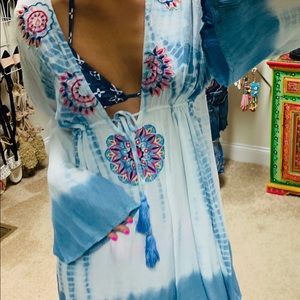 Tie dye embroidered dress